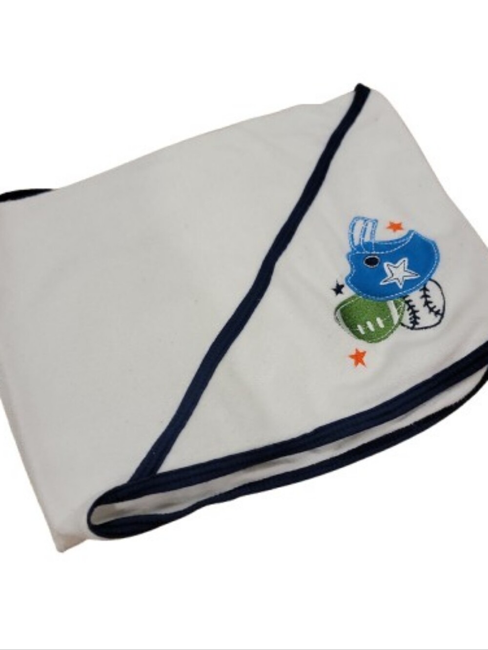 Gerber Terry Cloth Hooded Bath Towel Boys 30"‎ x 25" White Football Baseball Kid